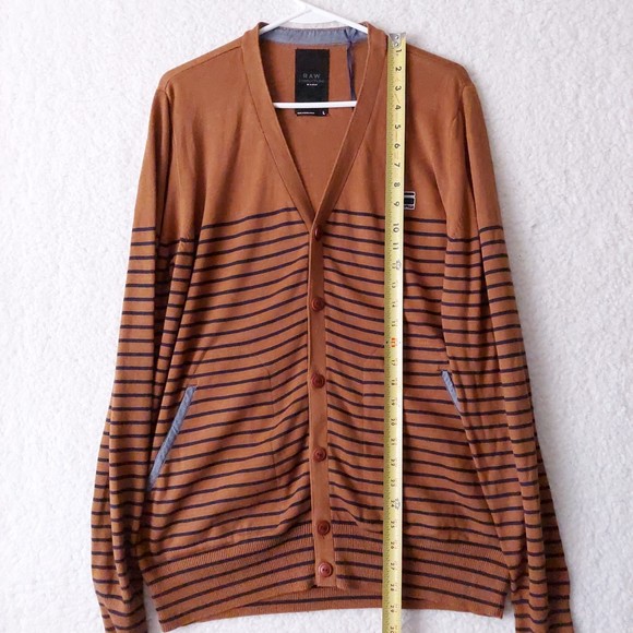 G-Star Raw Correctline Hari Brown and Blue Striped Cardigan NWT Men's Sz L - Picture 12 of 16